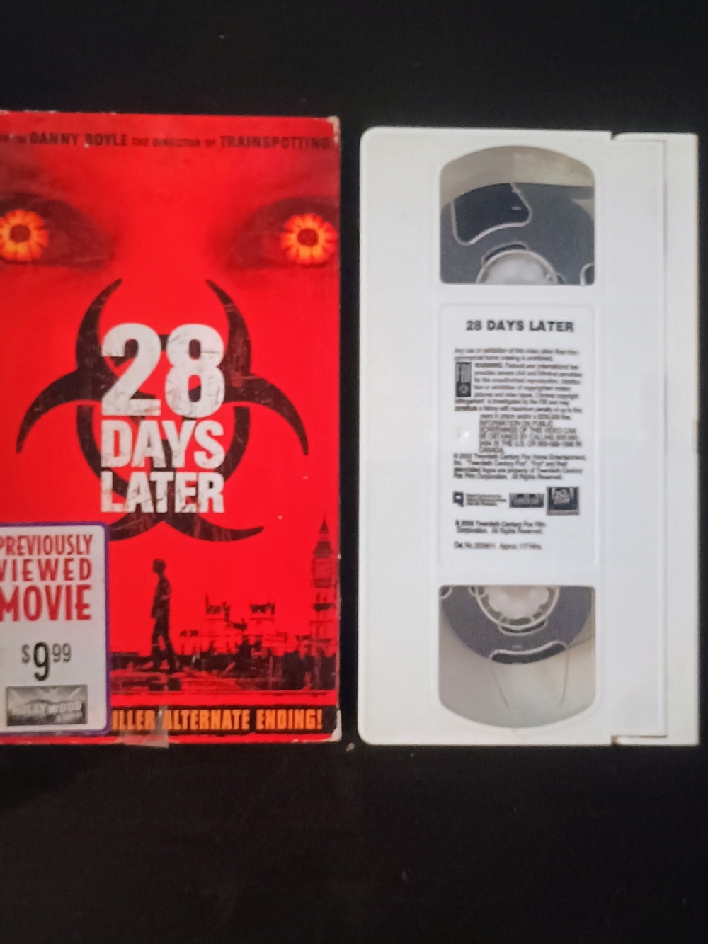 28 Days Later VHS Tape - Red Cover And White Tape